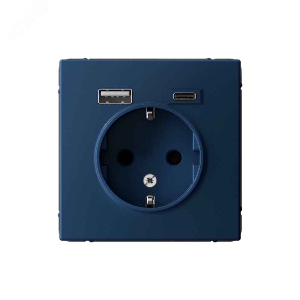 Фото товара ARTGALLERY розетка 16А с 2 USB A+C, 5В/2,4А/3,0А, 2х5В/1,5А, механизм, аквамарин GAL001132