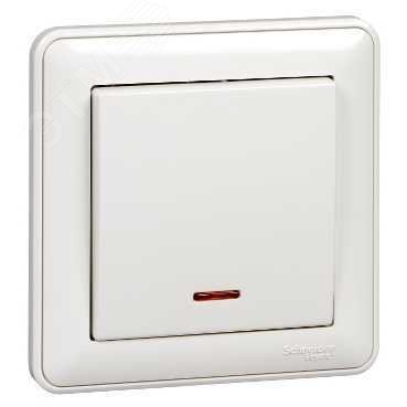 Фото товара W59 1-клавишный ВЫКЛЮЧАТЕЛЬ с подсв. 10АХ, в сборе, БЕЛЫЙ VS110-153-18