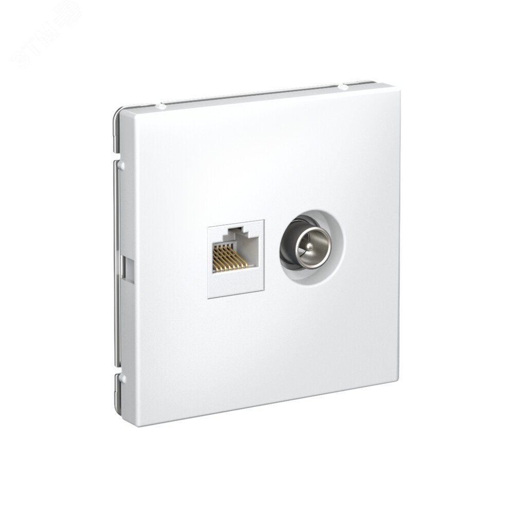 Фото товара ARTGALLERY розетка двойная ТВ + компьютерная RJ45, кат. 5Е, белый GAL000189