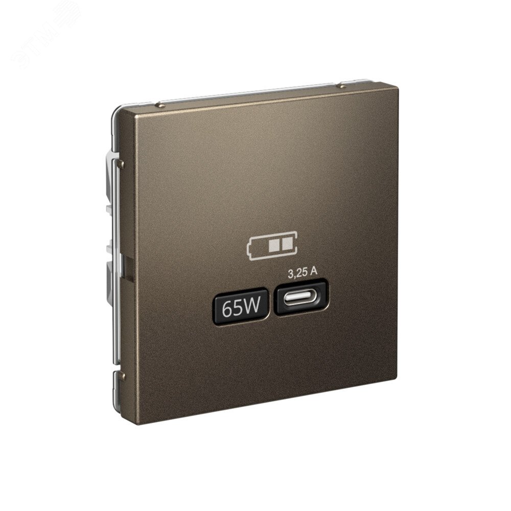 Фото товара ARTGALLERY USB розетка тип-С 65Вт высокоскор.заряд. QC, PD, механизм, мокко GAL000627