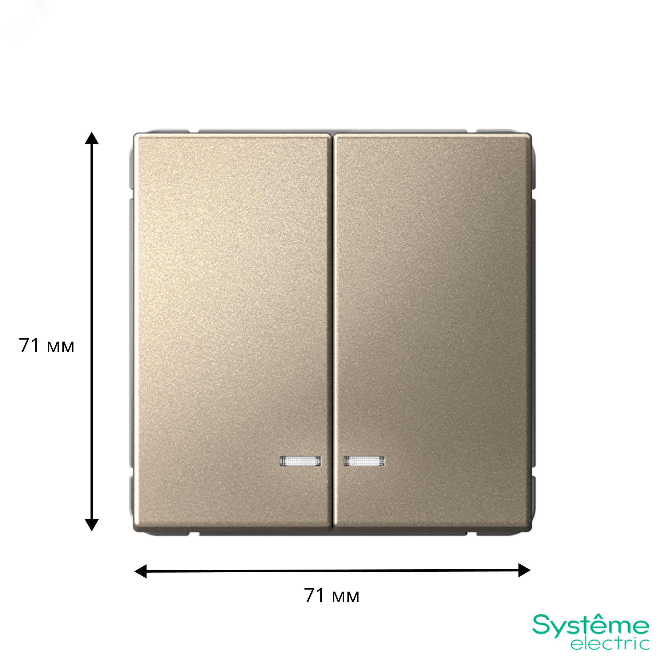 Фото товара ARTGALLERY 2-клавишный ВЫКЛЮЧАТЕЛЬ с подсветкой, сх.5а, 10АХ, механизм, быстрозажимные клеммы, ШАМПАНЬ GAL000553S