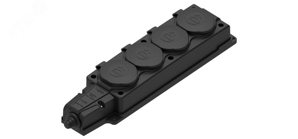 Фото товара Колодка MultiSet 4х розетка 2К+З 16А/250В IP44 каучуковая черн. SE MST4104BK