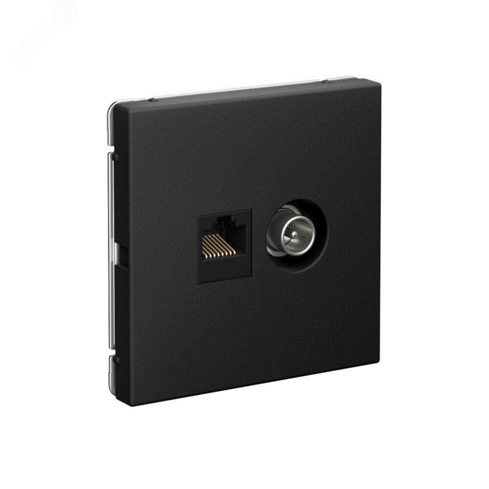 Фото товара Розетка компьютерная + телевизионная 2-м ArtGallery RJ45 + TV кат.5E карбон SE GAL001089