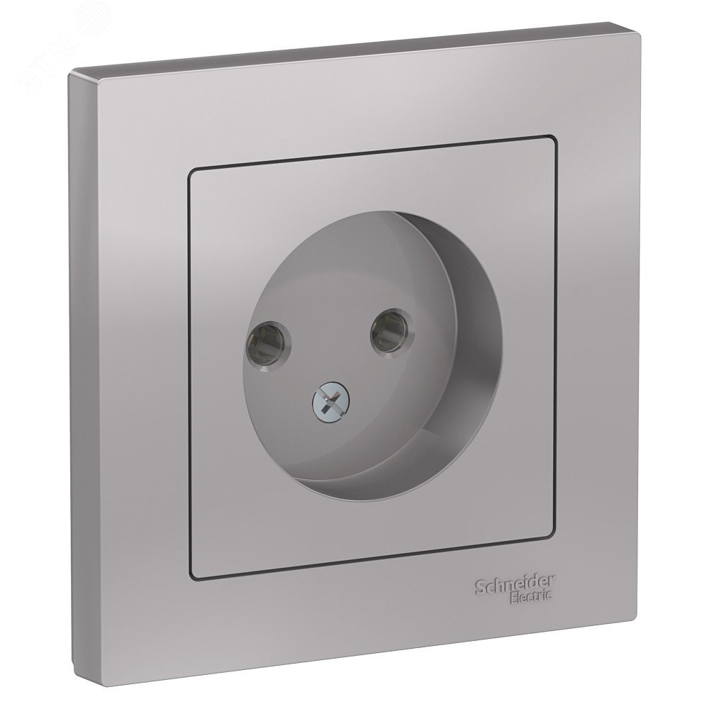 Фото товара Розетка 1-м СП AtlasDesign 16А IP20 без заземл. в сборе алюм. SE ATN000340