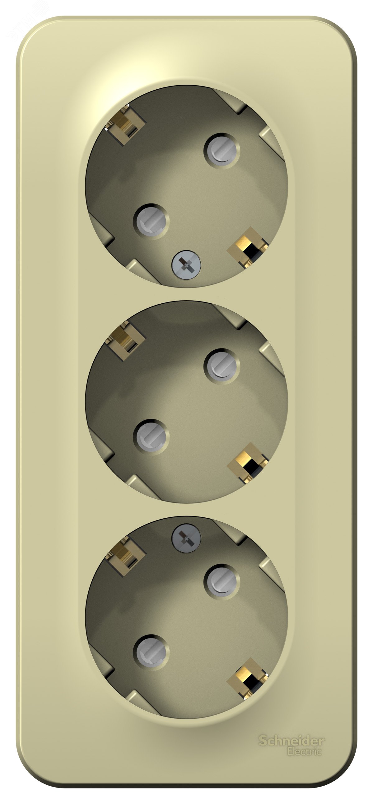Фото товара Розетка 3-м ОП Blanca 16А IP20 250В с заземл. защ. шторки с изолир. пластиной беж. SE BLNRA011317