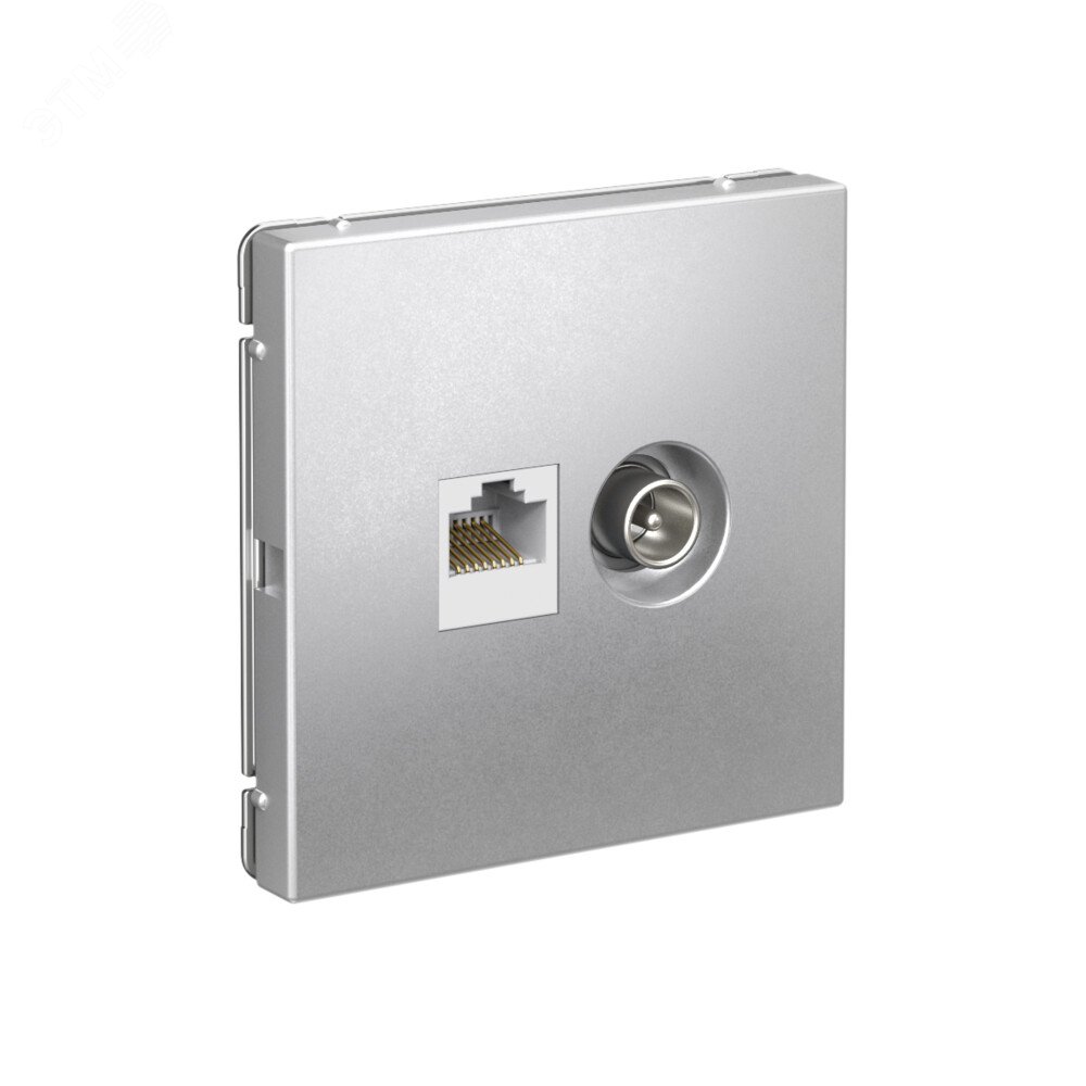 Фото товара ARTGALLERY розетка двойная ТВ + компьютерная RJ45, кат. 5Е, алюминий GAL000389