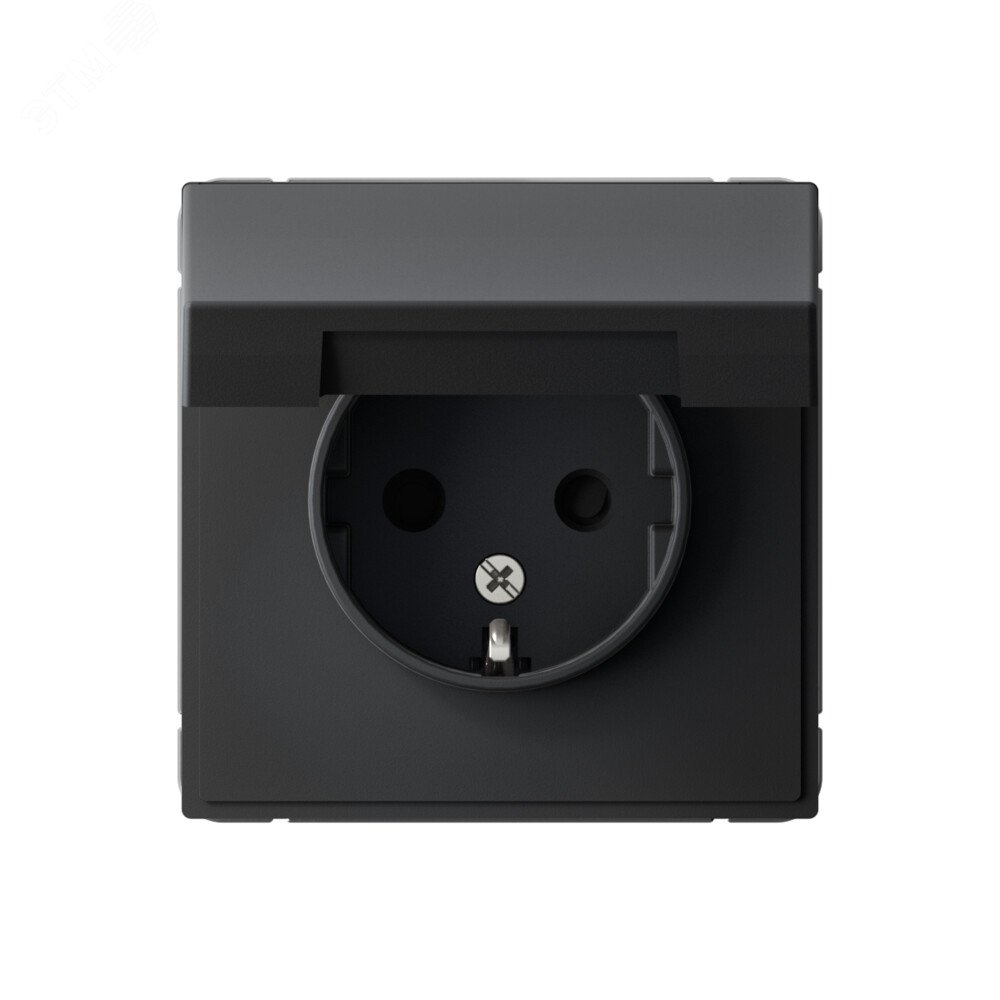 Фото товара Розетка ArtGallery 16А IP20 с заземл. защ. шторки с крышкой механизм карбон SE GAL001046