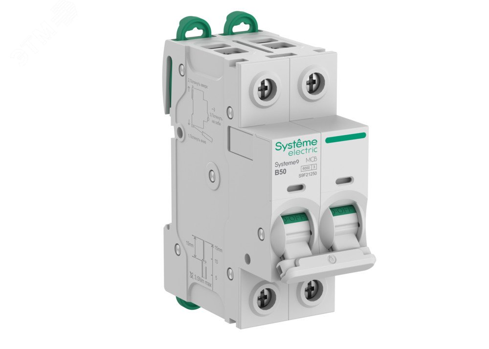 Фото товара Выключатель автоматический (АВ) B 50A 2P 6kA 400В Systeme9 S9F21250