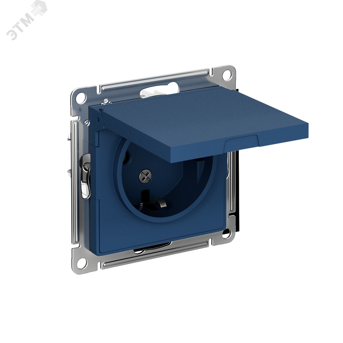 Розетка AtlasDesign 16А IP20 с заземл. защ. шторки с крышкой механизм аквамарин SE ATN001146