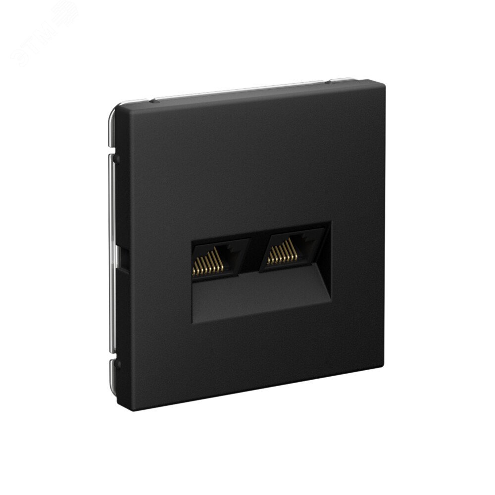 ARTGALLERY РОЗЕТКА двойная компьютерная RJ45+RJ45, кат. 5е, механизм, КАРБОН GAL001085