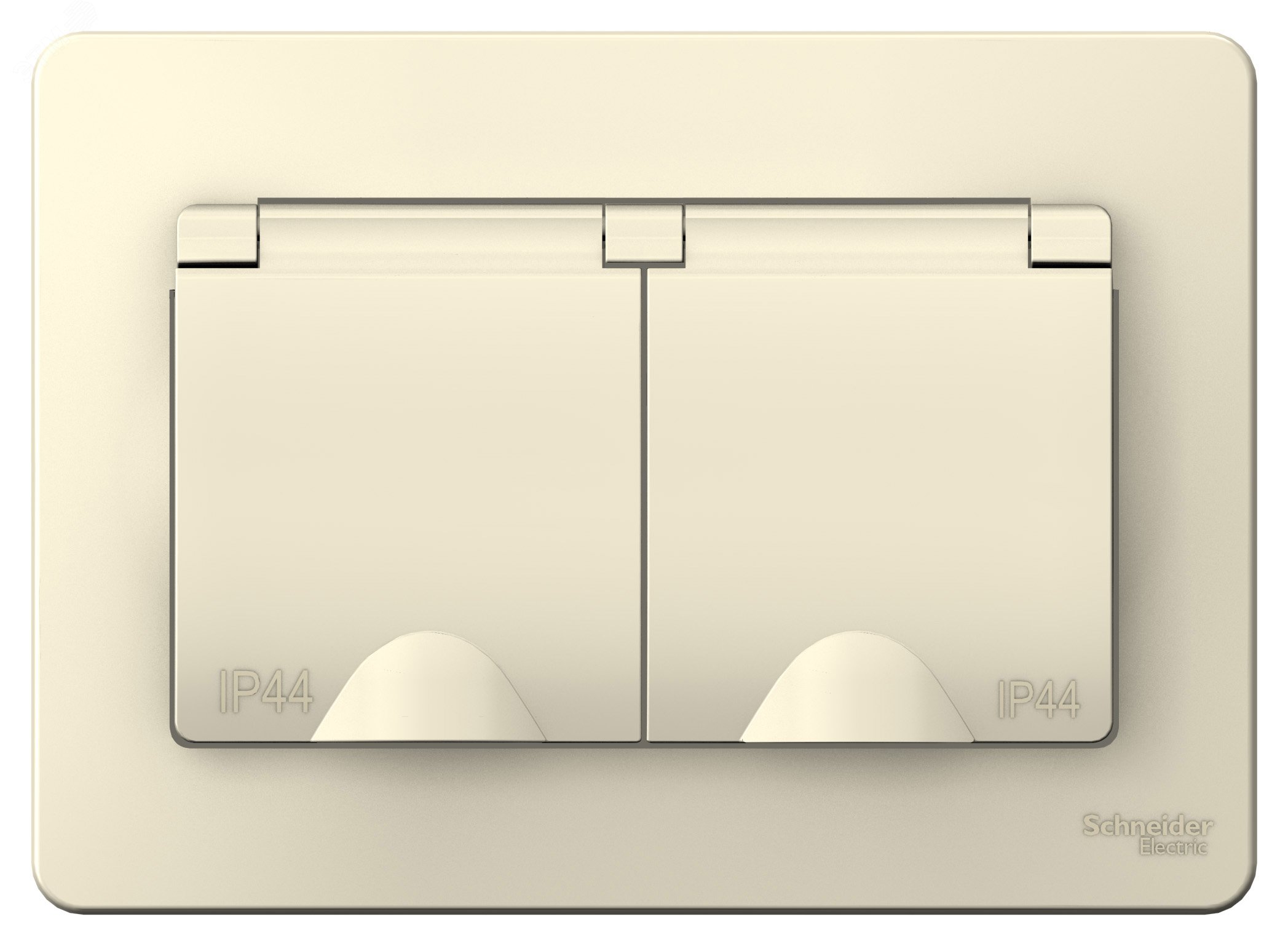 Фото товара Розетка 2-м СП Blanca 16А IP44 250В с заземл. защ. шторки с крышкой молоч. SE BLNRS441122