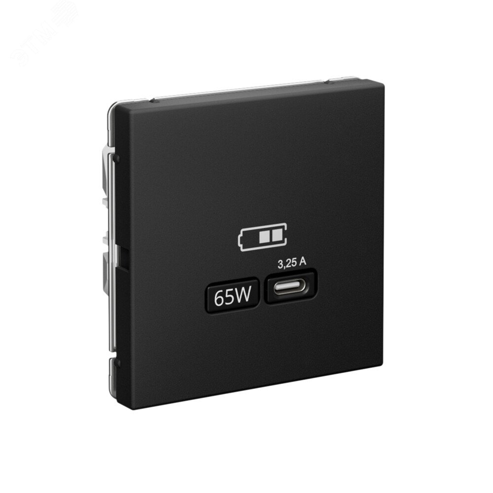 Фото товара ARTGALLERY USB розетка тип-С 65Вт высокоскор.заряд. QC, PD, механизм, карбон GAL001027
