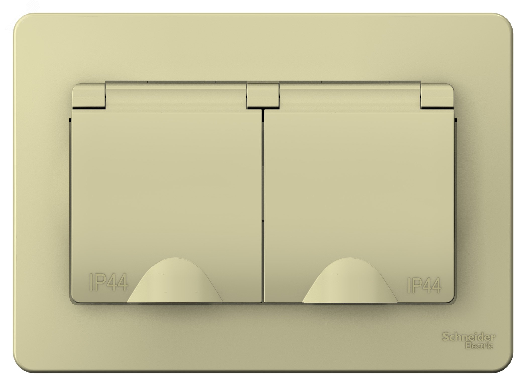 Фото товара Розетка 2-м СП Blanca 16А IP44 250В с заземл. защ. шторки с крышкой беж. SE BLNRS441127