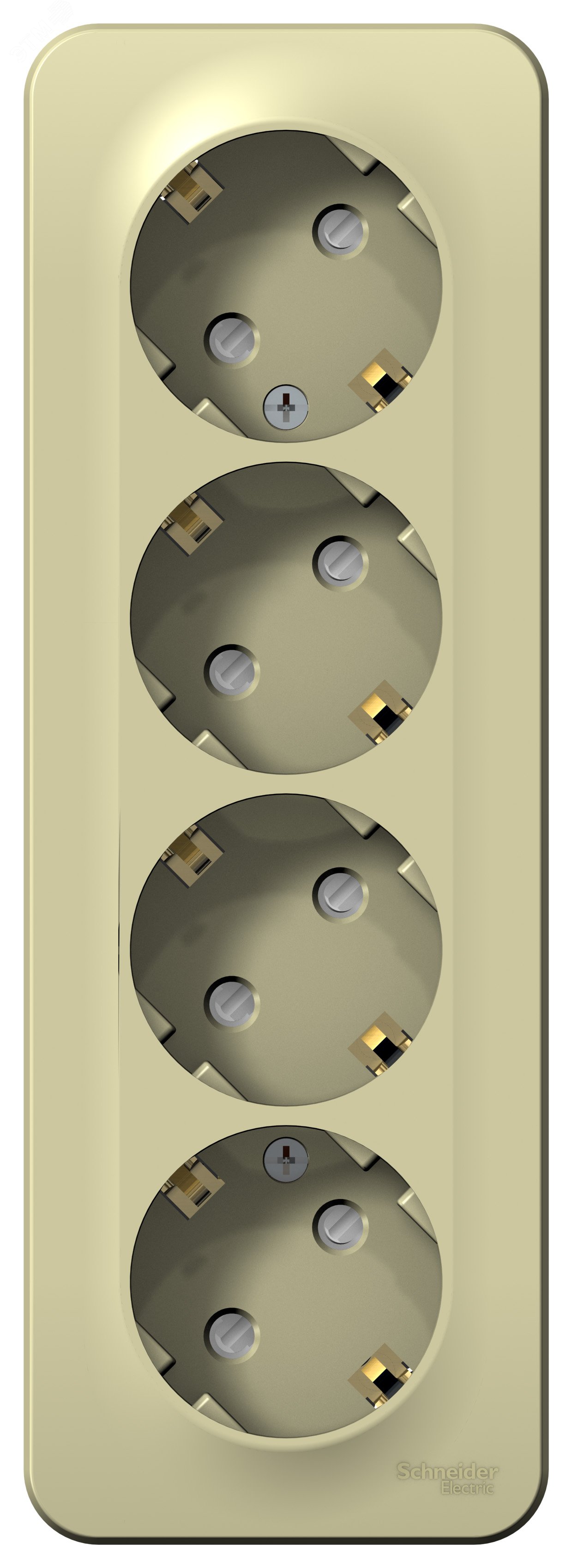 Фото товара Розетка 4-м ОП Blanca 16А IP20 250В с заземл. защ. шторки с изолир. пластиной беж. SE BLNRA011417