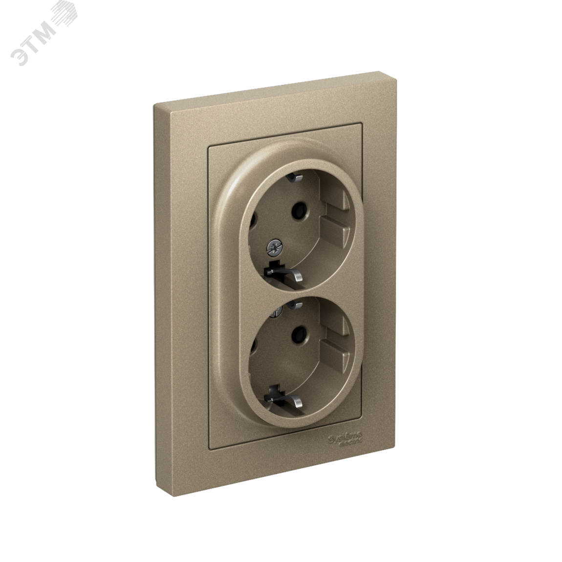 Розетка 2-м СП AtlasDesign 16А IP20 с заземл. в сборе шампань SE ATN000524