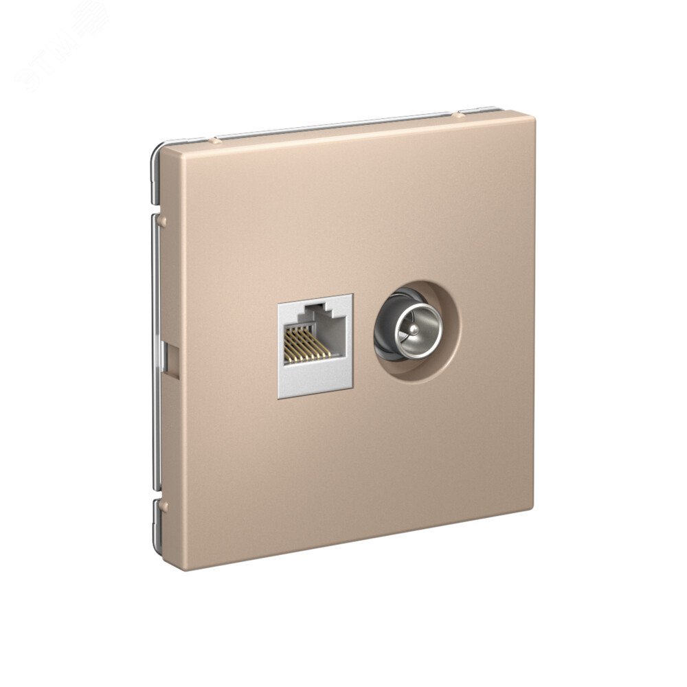 Фото товара ARTGALLERY розетка двойная ТВ + компьютерная RJ45, кат. 5Е, песочный GAL001289