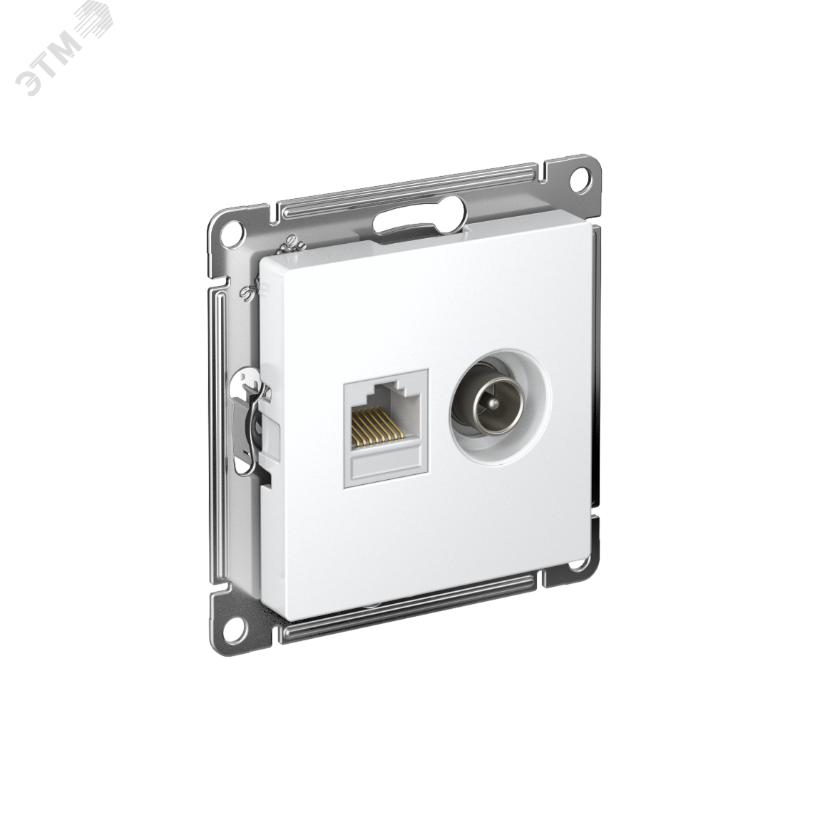 Розетка компьютерная + телевизионная 2-м AtlasDesign RJ45 кат.5E + TV механизм бел. SE ATN000189