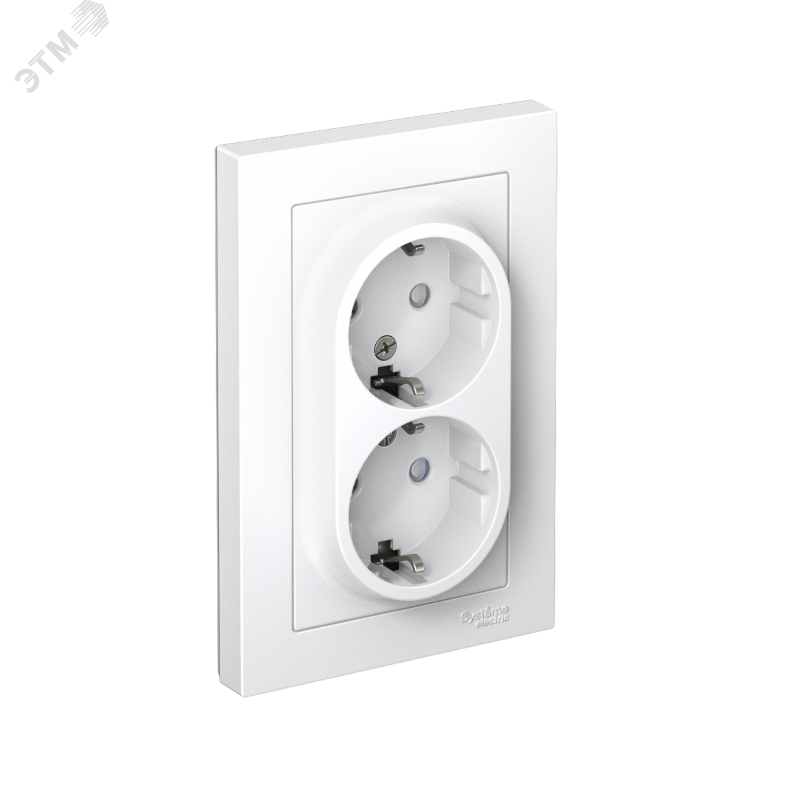 Розетка 2-м СП AtlasDesign 16А IP20 с заземл. защ. шторки в сборе бел. SE ATN000126