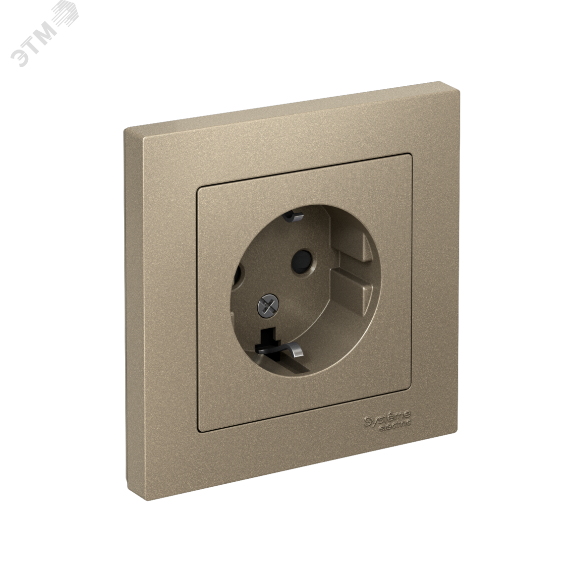 Розетка 1-м СП AtlasDesign 16А IP20 с заземл. защ. шторки в сборе шампань SE ATN000544