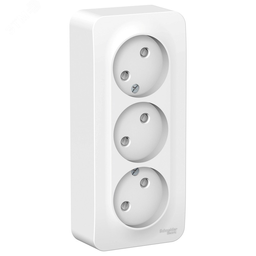 Фото товара Розетка 3-м ОП Blanca 16А IP20 250В без заземл. защ. шторки с изолир. пластиной бел. SE BLNRA001311