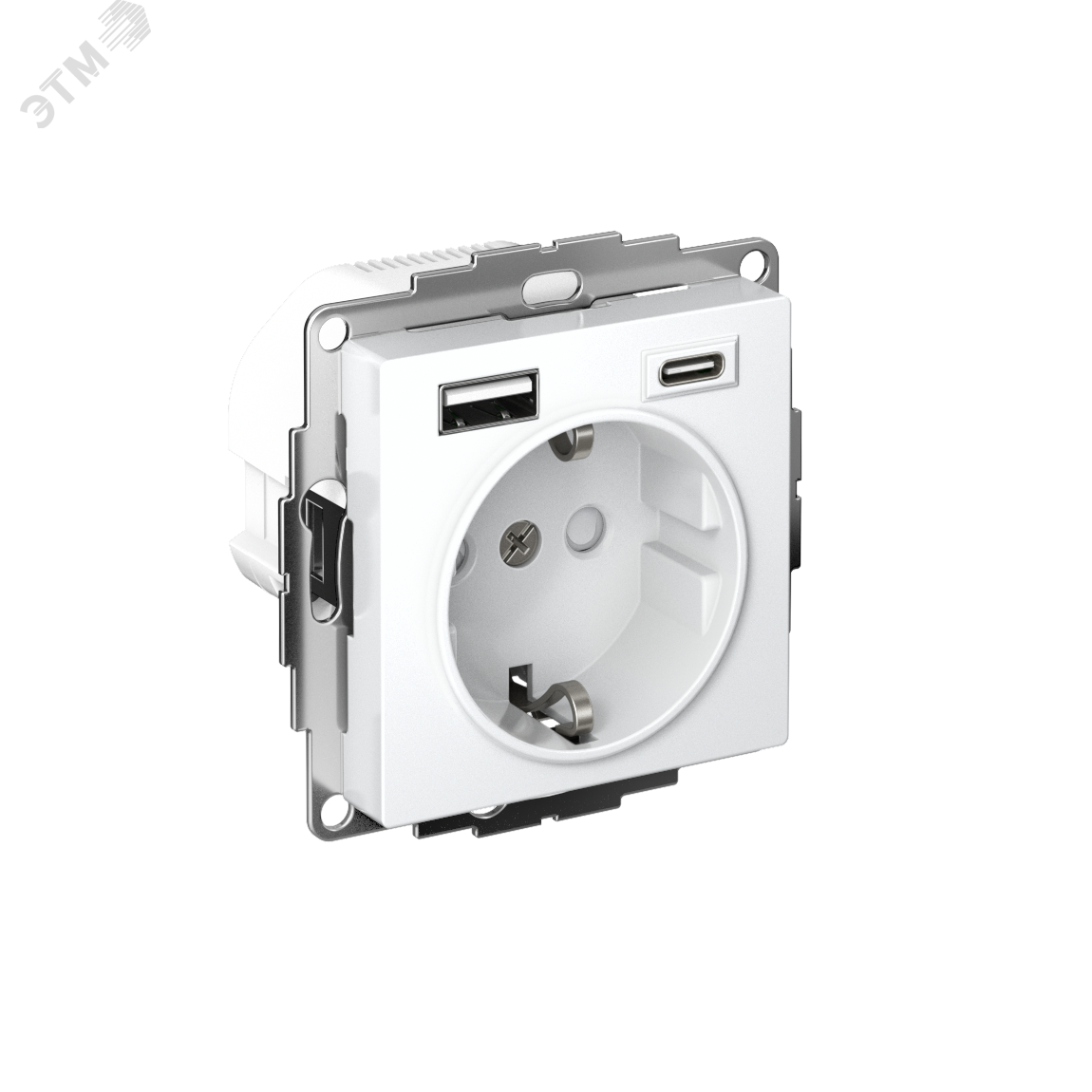 Розетка AtlasDesign 16А с 2-мя заряд. устройствами USB тип A+C 5В/2.4А 2х5В/1.2А механизм бел. SE ATN000132