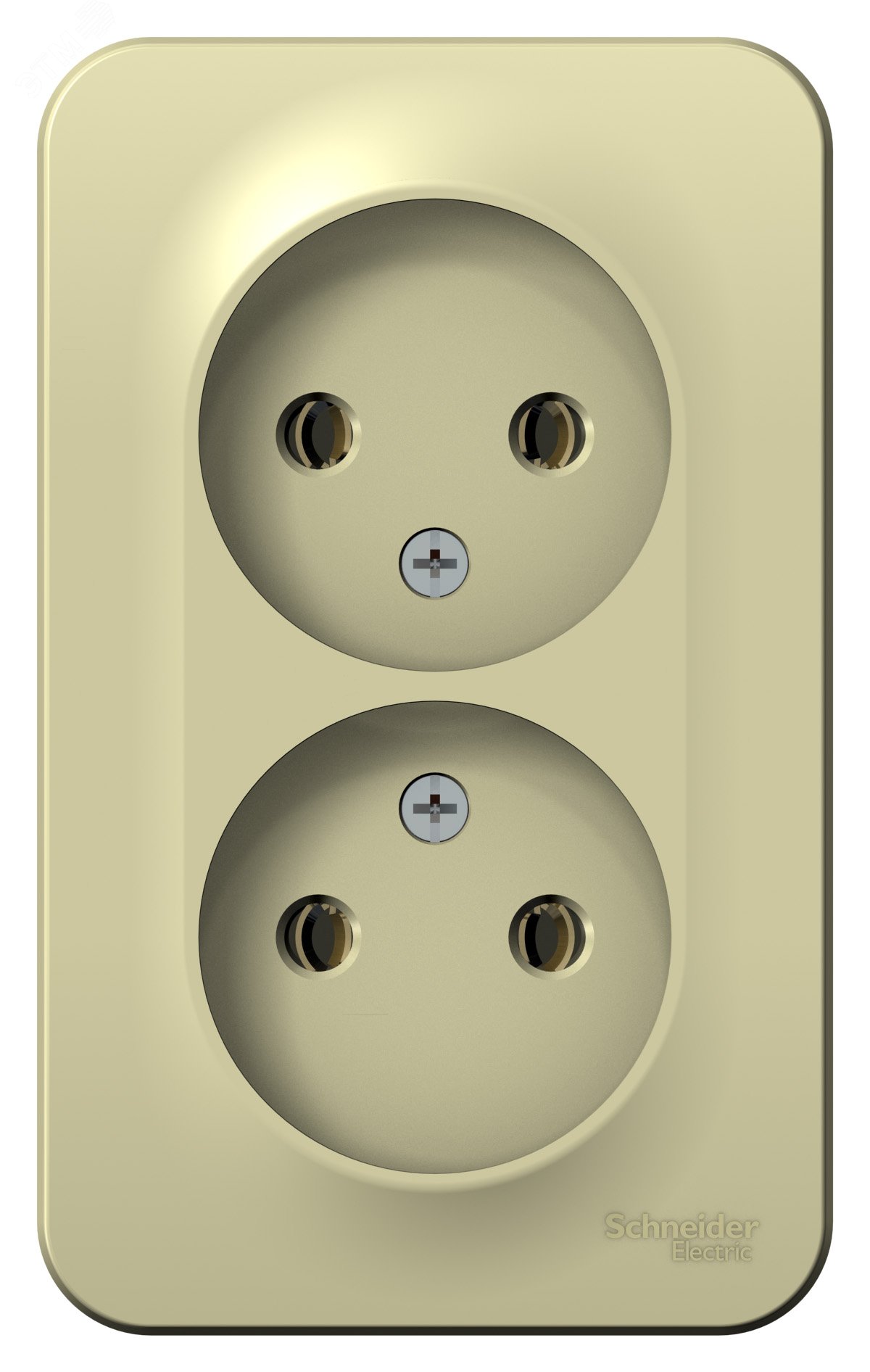 Фото товара Розетка 2-м ОП Blanca 16А IP20 250В без заземл. без защ. шторок с изолир. пластиной беж. SE BLNRA000217