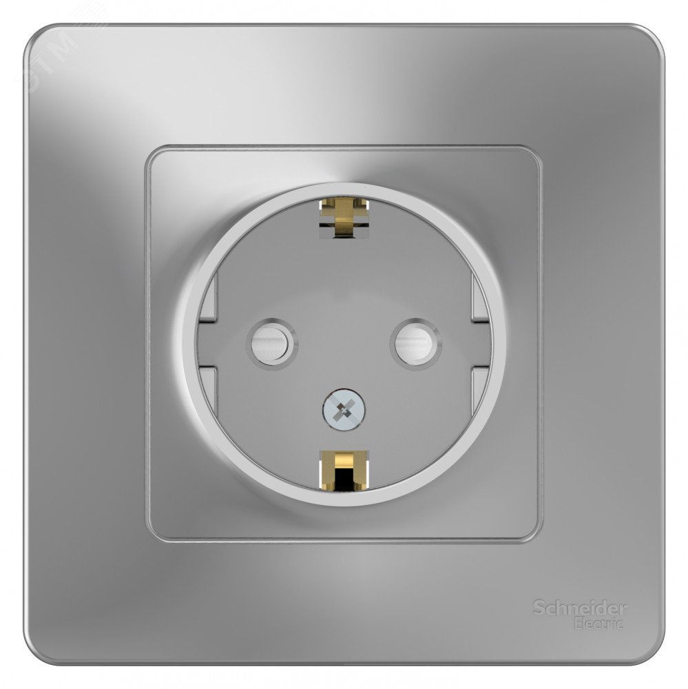 Фото товара Розетка 1-м СП Blanca 16А IP20 250В с заземл. защ. шторки алюм. SE BLNRS001113