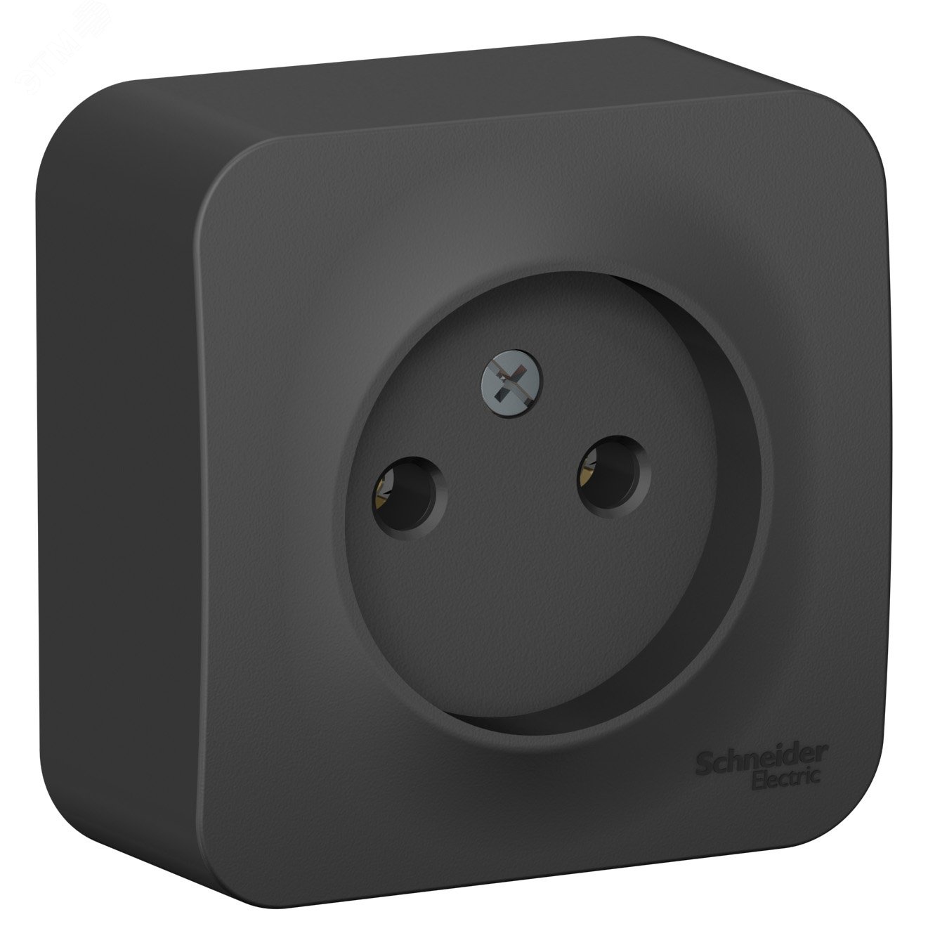 Фото товара Розетка 1-м ОП Blanca 16А IP20 250В без заземл. без защ. шторок с изолир. пластиной антрацит SE BLNRA000116