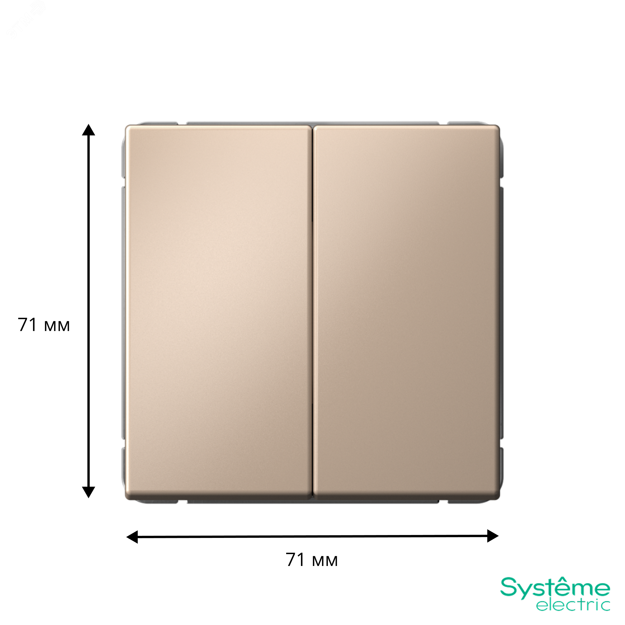 Фото товара ARTGALLERY 2-клавишный выключатель кнопочный, сх.2, 10А, механизм, песочный GAL001217