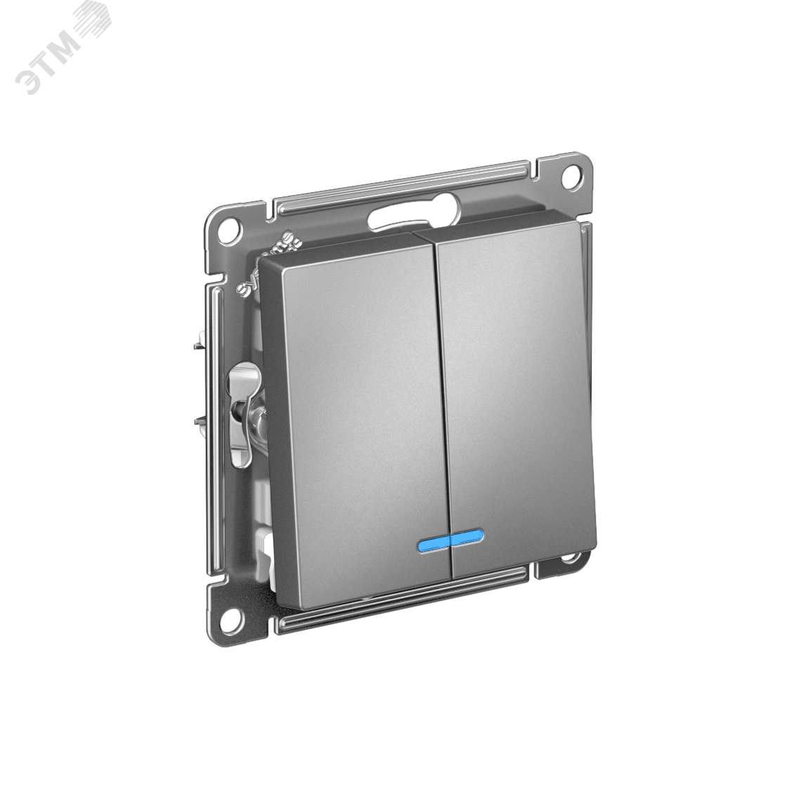 Фото товара Выключатель 2-кл. СП AtlasDesign 10А IP20 (сх. 5а) 10AX с подсветкой механизм сталь SE ATN000953