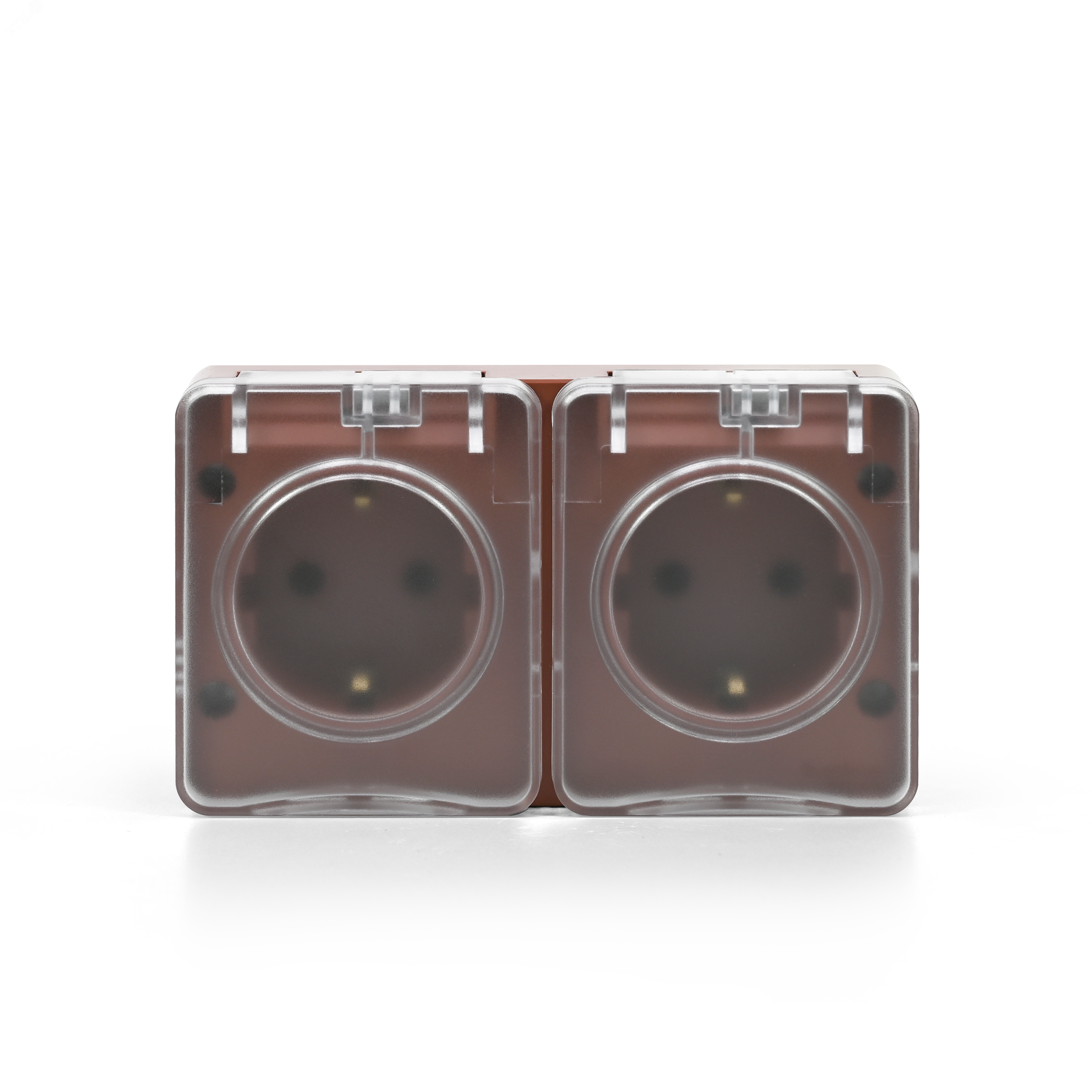 Фото товара AtlasDesign PROFI IP54 О/У РОЗЕТКА двойная с з/к со шторками 16А, ТЕРРАКОТОВЫЙ ATN547026