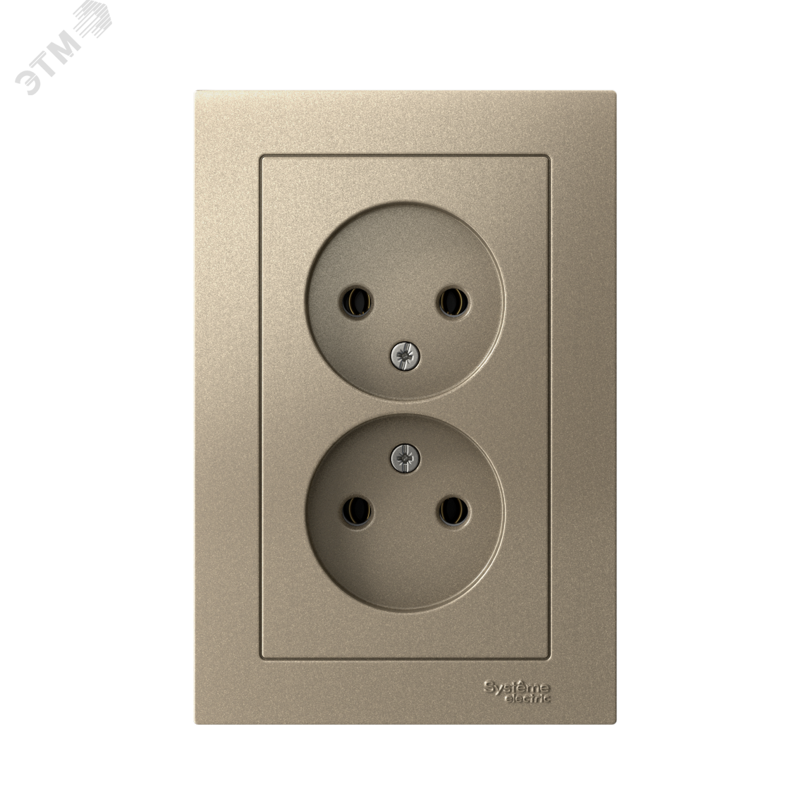 Розетка 2-м СП AtlasDesign 16А IP20 без заземл. в сборе шампань SE ATN000520