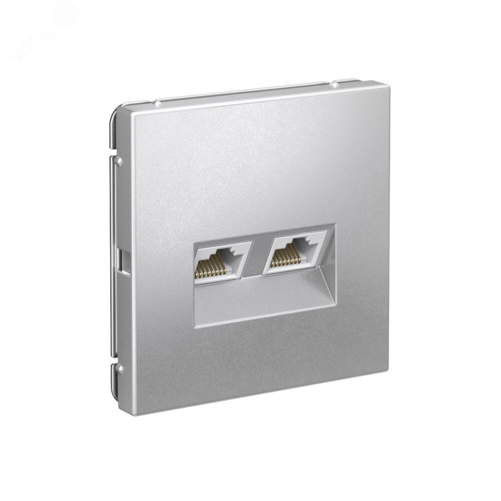 Фото товара ARTGALLERY РОЗЕТКА двойная компьютерная RJ45+RJ45, кат.6А, механизм, АЛЮМИНИЙ GAL000388