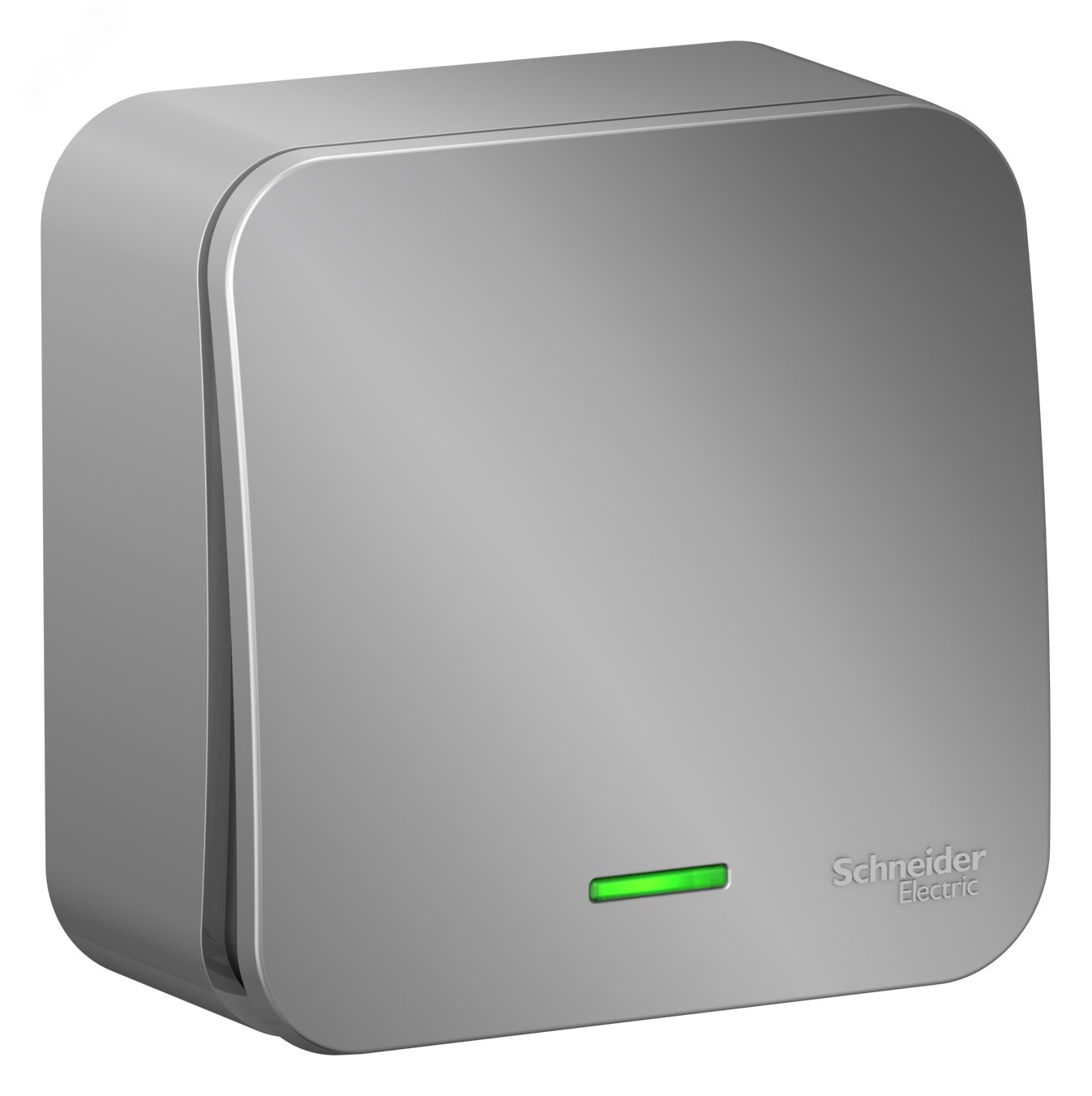 Фото товара Выключатель 1-кл. ОП Blanca 10А IP20 (сх. 1) 250В с подсветкой с изолир. пластиной алюм. SE BLNVA101113