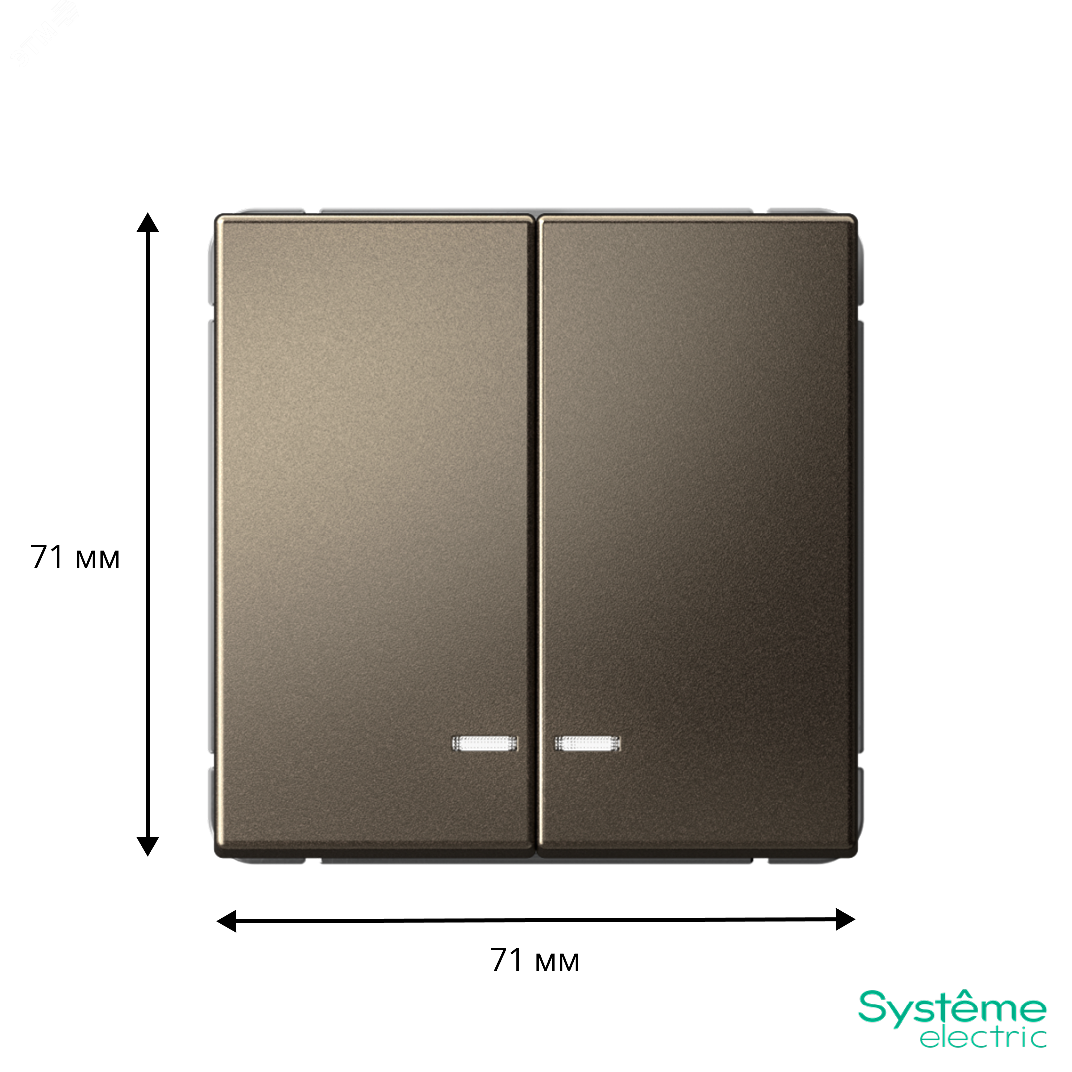 Фото товара ARTGALLERY 2-клавишный ВЫКЛЮЧАТЕЛЬ с подсветкой, сх.5а, 10АХ, механизм, быстрозажимные клеммы, МОККО GAL000653S