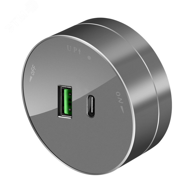 Фото товара MultiTrack Розетка 2хUSB (тип А+С) 18Вт, 5В/3А Графит MTK13003G