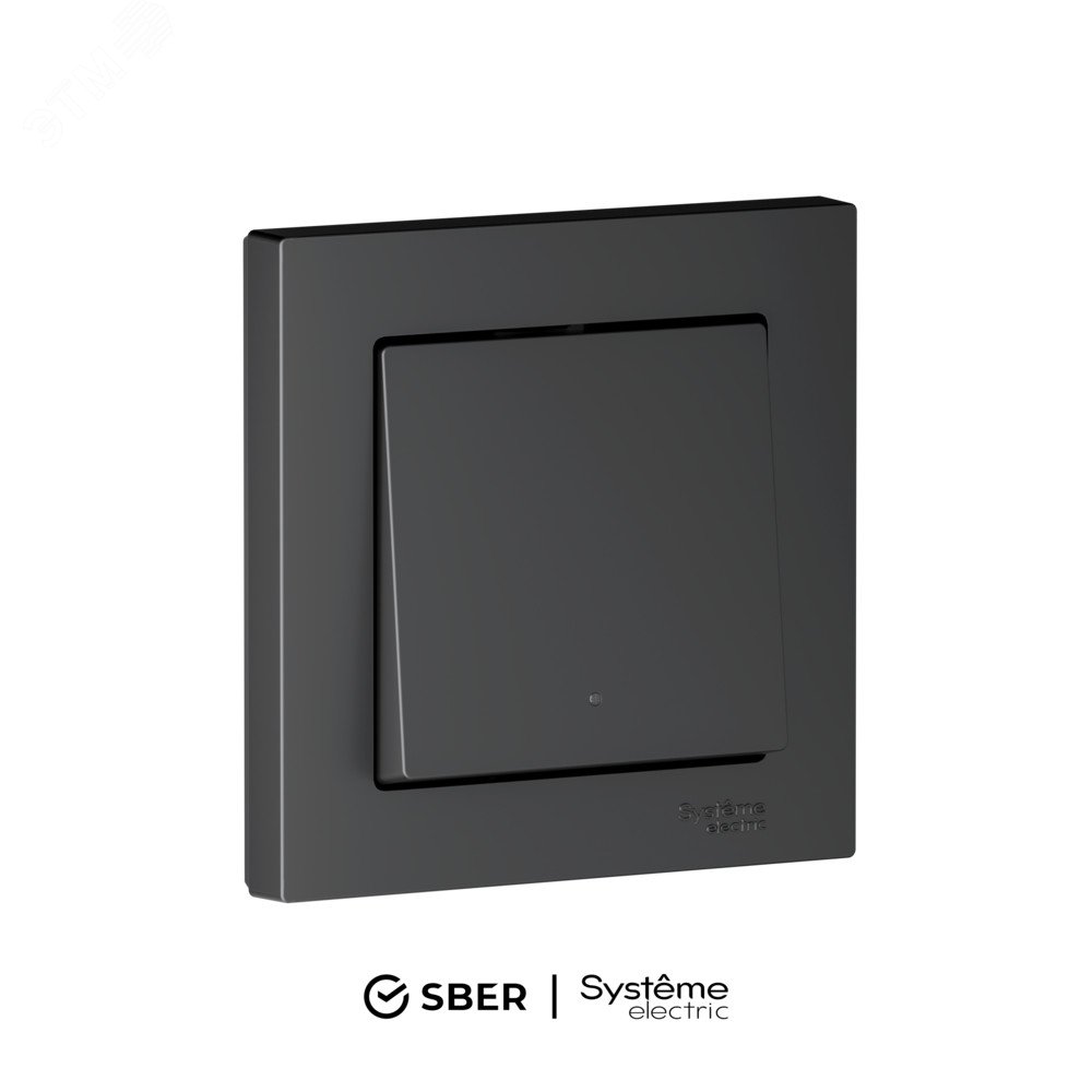 Фото товара ATLASDESIGN SMART 1-кл. ВЫКЛЮЧАТЕЛЬ с подсв., Zigbee, сх.1, L+N, 10А, мех., КАРБОН ATN001013Z