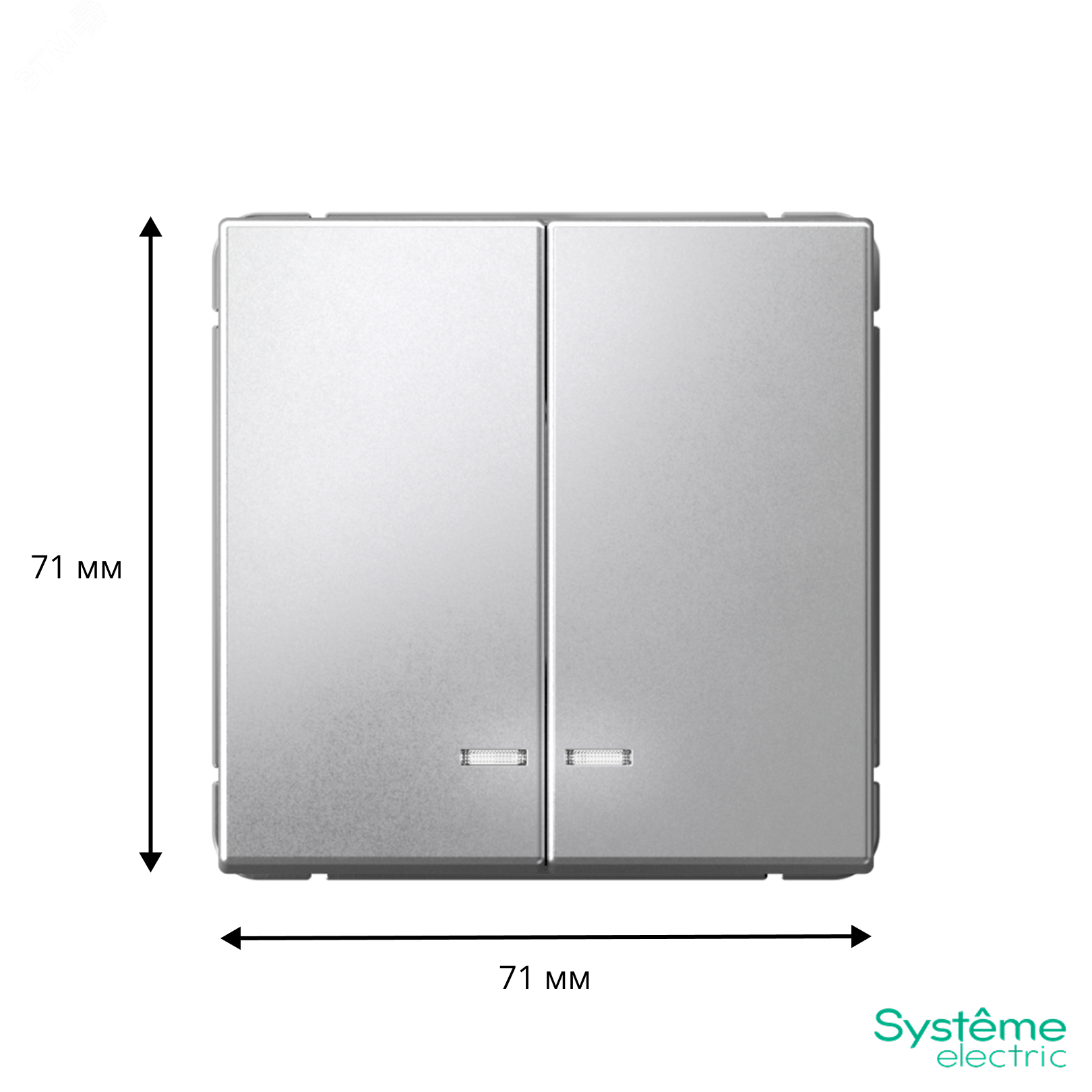 Фото товара ARTGALLERY 2-клавишный ВЫКЛЮЧАТЕЛЬ с подсветкой, сх.5а, 10АХ, механизм, быстрозажимные клеммы, АЛЮМИНИЙ GAL000353S
