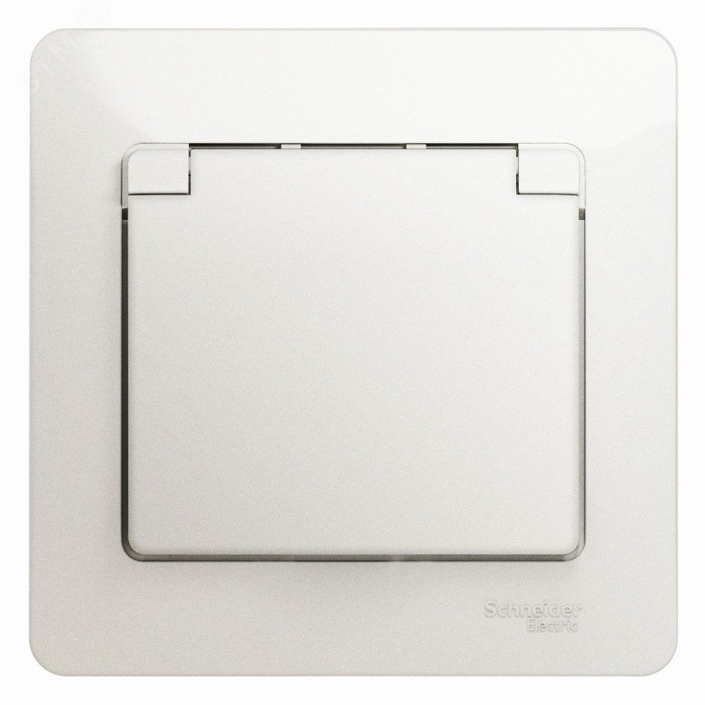 Фото товара Розетка 1-м СП Glossa 16А IP20 с заземл. защ. шторки с крышкой в сборе перламутр. SE GSL000646