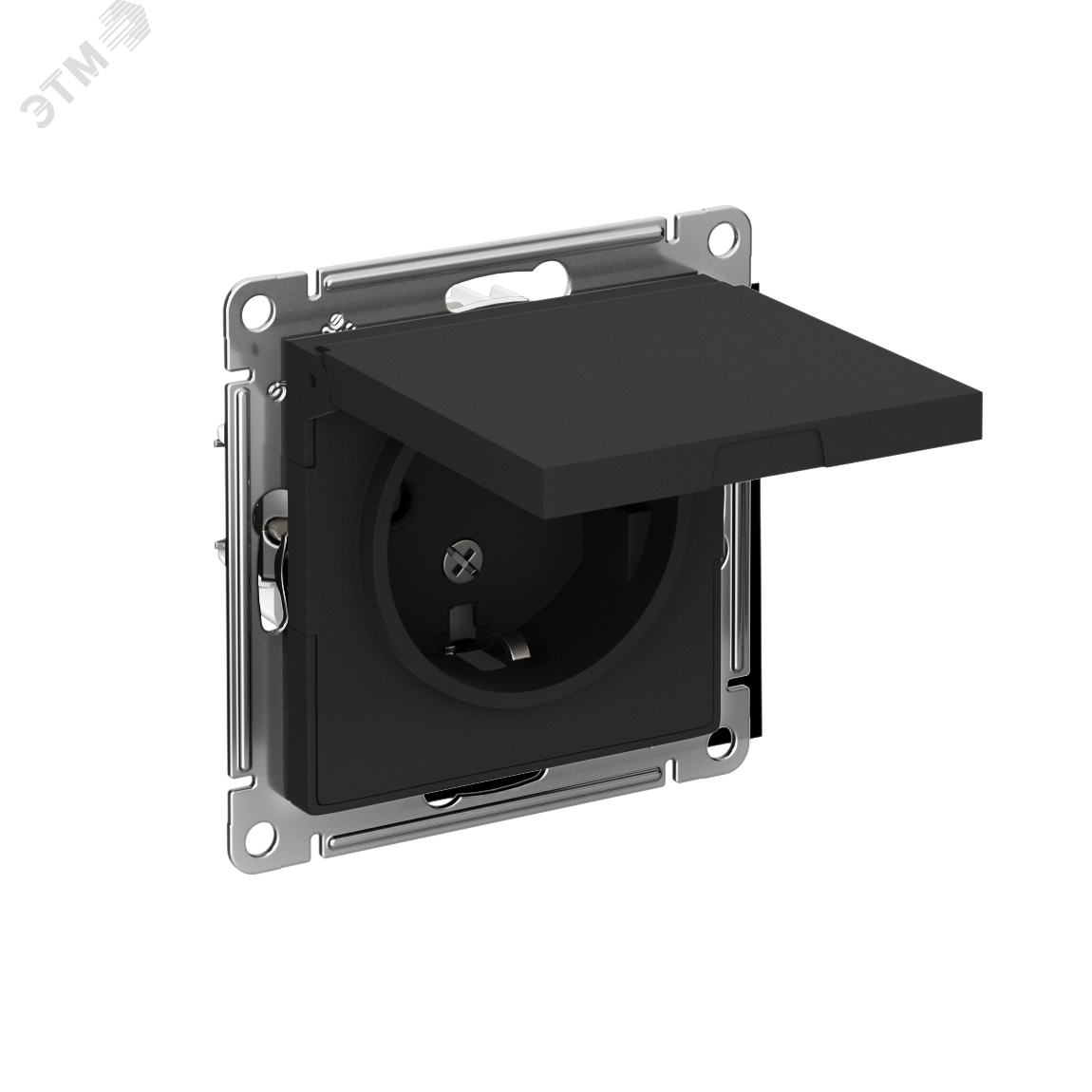 Розетка 1-м СП AtlasDesign 16А IP20 с заземл. защ. шторки с крышкой механизм карбон SE ATN001046