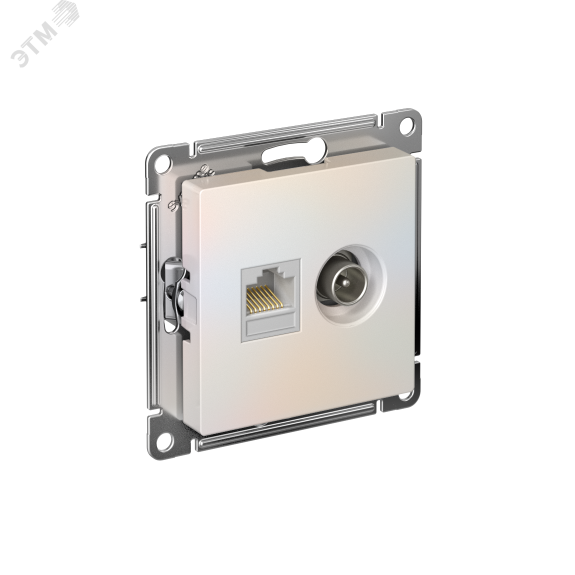 Розетка компьютерная + телевизионная 2-м AtlasDesign RJ45 кат.5E + TV механизм жемчуж. SE ATN000489