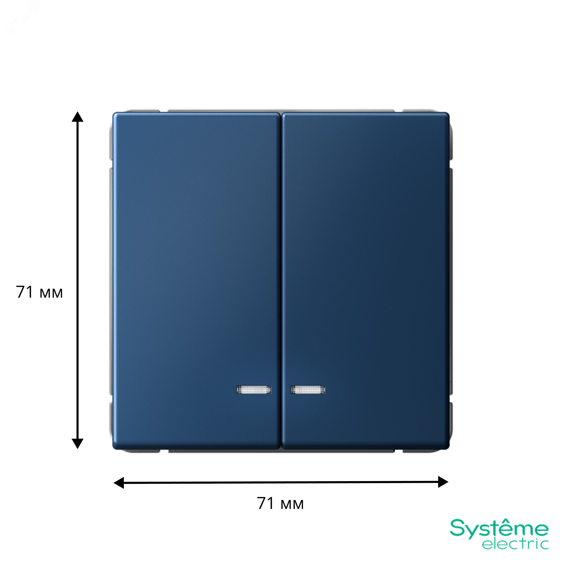 Фото товара Выключатель 2-кл. ArtGallery (сх. 5а) 10AX с подсветкой механизм аквамарин SE GAL001153