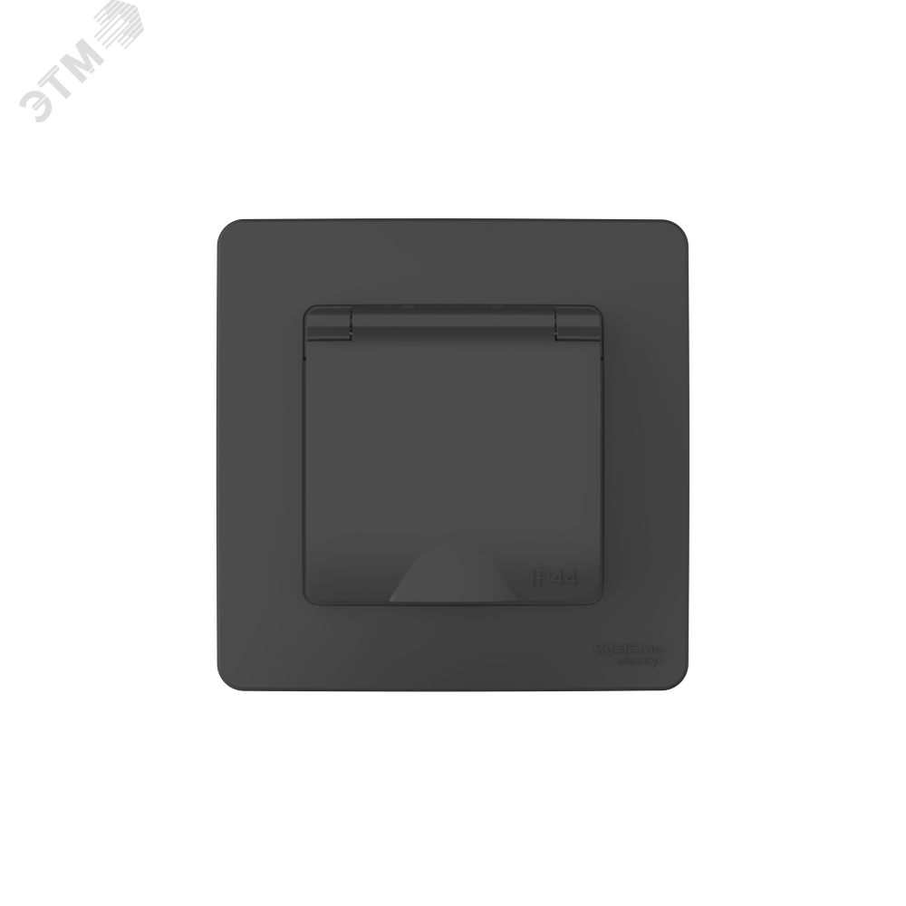 Фото товара BLANCA С/У IP44 РОЗЕТКА с заземл. со шторк., с крышкой, 16А, 250В, АНТРАЦИТ BLNRS441116