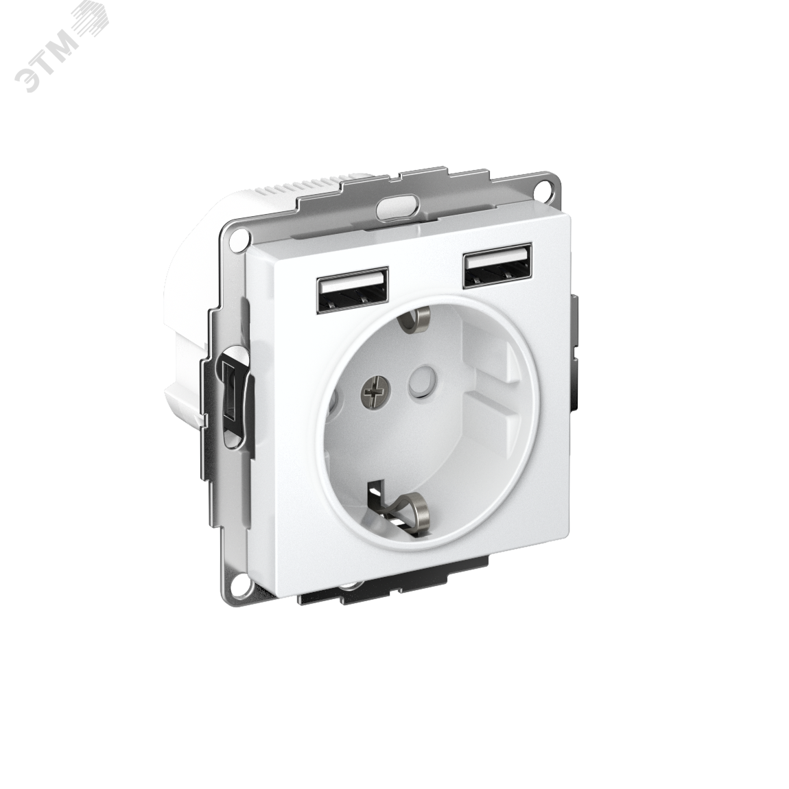 Розетка 1-м СП AtlasDesign 16А IP20 с 2-мя заряд. устройствами USB тип A+A 5В/2.4А 2х5В/1.2А механизм бел. SE ATN000130