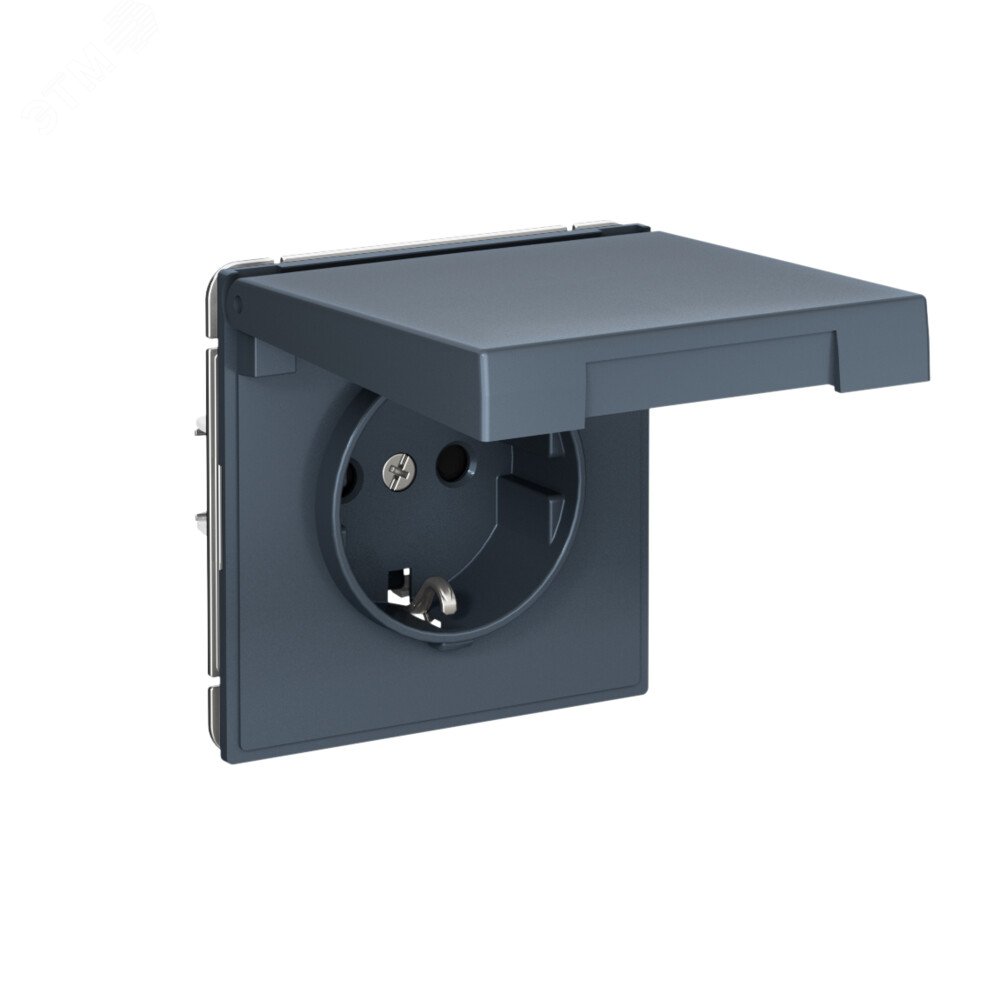 Фото товара ARTGALLERY РОЗЕТКА с заземл. со шторк. с крышк., 16А, IP20,  механизм, быстрозажимные клеммы, грифель GAL000746S