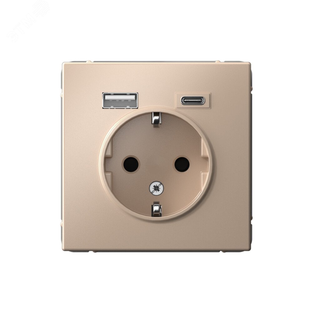 Фото товара ARTGALLERY розетка 16А с 2 USB A+C, 5В/2,4А/3,0А, 2х5В/1,5А, механизм, песочный GAL001232