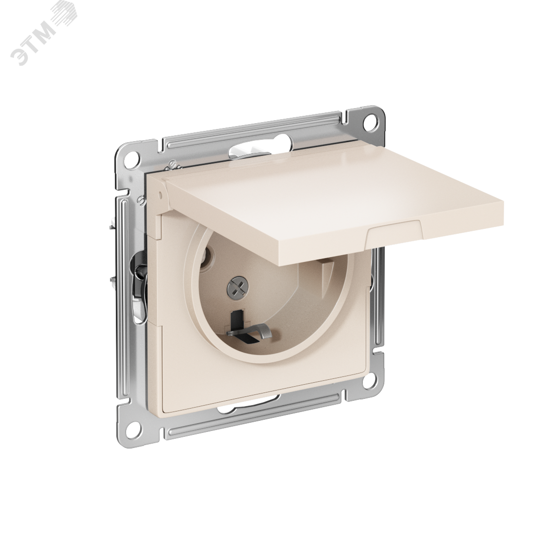 Розетка 1-м СП AtlasDesign 16А IP20 с заземл. защ. шторки с крышкой механизм беж. SE ATN000246
