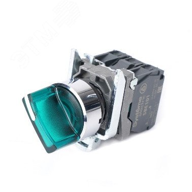 Фото товара Пер-ль SB4 с подсвет в сборе 22мм 2поз зел с фикс металл 230ВАС 1НО+1НЗ SB4BK123M5