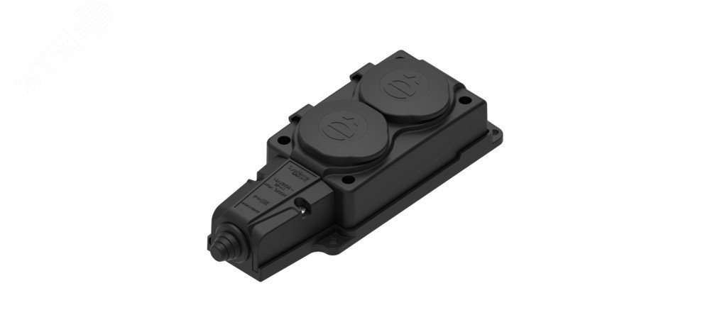 Фото товара Колодка MultiSet 2х розетка 2К+З 16А/250В IP44 каучуковая черн. SE MST4102BK