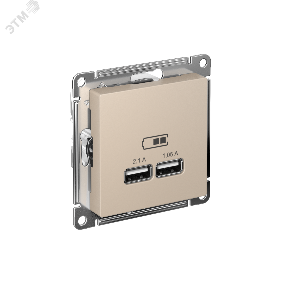 ATLASDESIGN USB РОЗЕТКА A+A, 5В/2,1 А, 2х5В/1,05 А, механизм, ПЕСОЧНЫЙ ATN001233